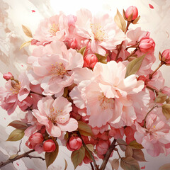 Delicate Pink Flower Bouquet Illustration