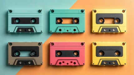 Obraz premium Retro Cassette Tapes on Colored Background