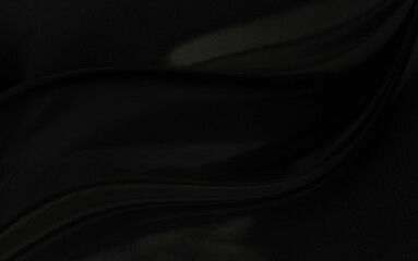 Black gray satin dark fabric texture luxurious shiny that is abstract silk cloth background with patterns soft waves blur beautiful.
