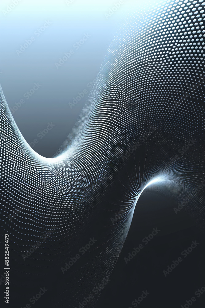 Poster abstract 3d turquoise blue flow wave on light background. digital data structure. future mesh or sou