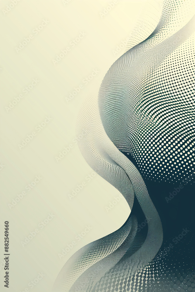 Poster abstract 3d turquoise blue flow wave on light background. digital data structure. future mesh or sou