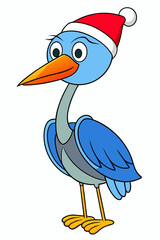 Bird Celebrating Christmas - Cute Doodle Icon Kawaii Vector Illustration