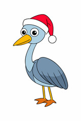 Bird Celebrating Christmas - Cute Doodle Icon Kawaii Vector Illustration