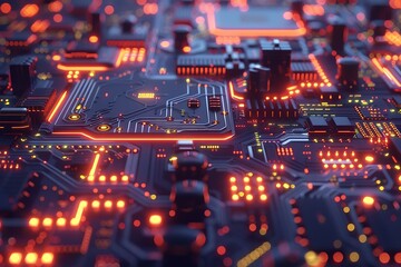 Obraz premium Glowing Circuitry Illuminating the Path to Technological Advancements