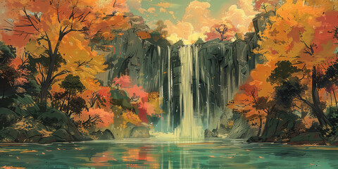 幻想的な赤と黄色の水彩テクスチャ背景