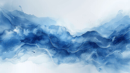 Abstract Blue Watercolor Background Ocean Wave Aqua Teal Texture Water Art Design