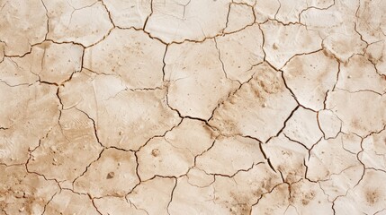 Fototapeta premium Aerial View of Cracked Dry Earth Texture in Desert Environment Highlighting Climate Change and Drought Conditions