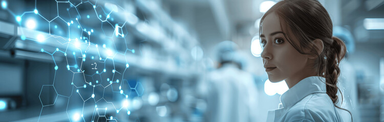 Futuristic Medical Team Collaboration in Hospital with Digital Technology Icons and Hexagonal Background, High Resolution Photography