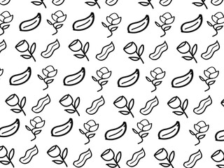 seamless pattern with flowers and leaves on white background