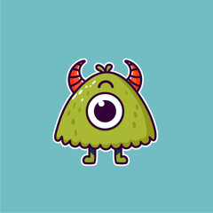 simple one-eyed green monster vector