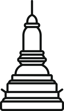 recommend clip art: This simple line art illustration depicts a buddhist stupa, a dome shaped structure erected as a buddhist shrine