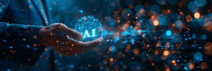 Businessman Uses AI to Analyze Market Data for Strategic Business Growth and Competitive Advantage