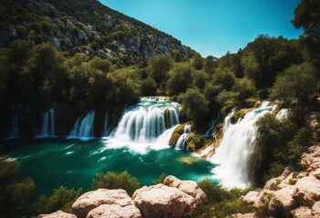 Fototapeta premium croatia krka waterfall park national dalmatia river nature water
