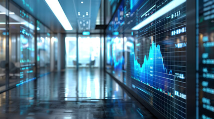 business growth or sales data statistics display in modern office 