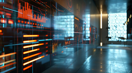 business growth or sales data statistics display in modern office 