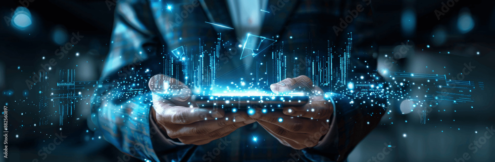 Aufkleber business data protection and cyber security with biometric and face recognition, digital technology 