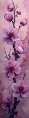 An abstract watercolor style illustration in shades of purple and lavender. 