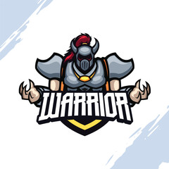 The Giant Warrior in Steel Grey Armor Vector Mascot