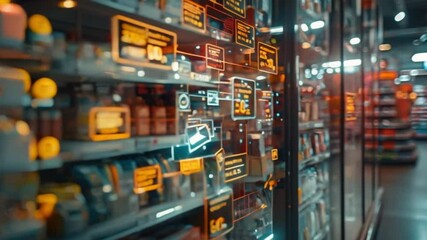 market with hologram footage