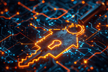 Smart Digital Key with House Symbol and Hologram for Home Security, Real Estate, and Online Property Management