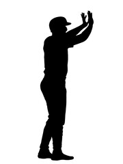 ハイタッチする野球選手のシルエット