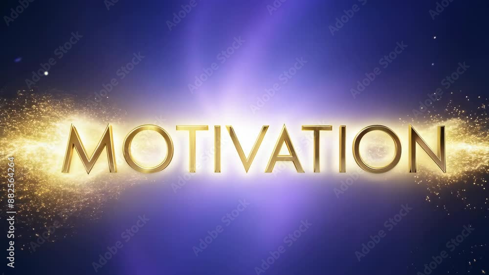 Poster golden motivation text with sparkling light effect and gradient background