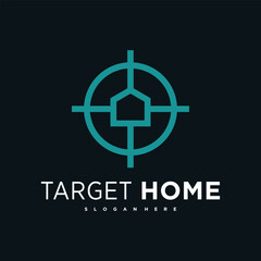 Target house logo design, combination of house logo and target sign. Premium Vector