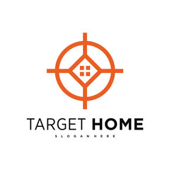 Target house logo design, combination of house logo and target sign. Premium Vector
