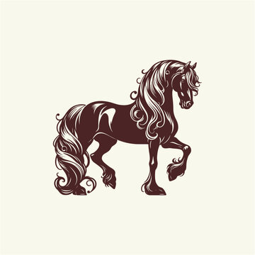 silhouette shadow vector drawing  Friesian horse