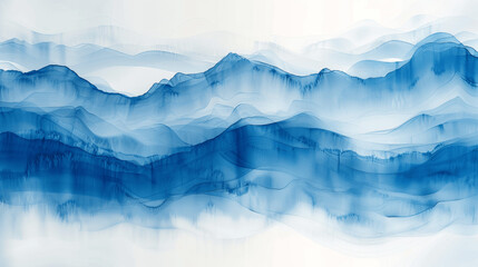 Obraz premium Abstract Ocean Watercolor Background Teal Blue Wave Texture Minimalist Elegant Design