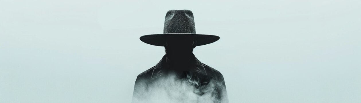 a gloomy hat ogre, haunting figure, spooky hat details, eerie aura, isolated on white background