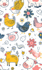 cartoon 2d illustrator doodle pattern, cute pattern in graphic seamless pattern