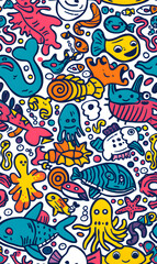 cartoon 2d illustrator doodle pattern, cute pattern in graphic seamless pattern