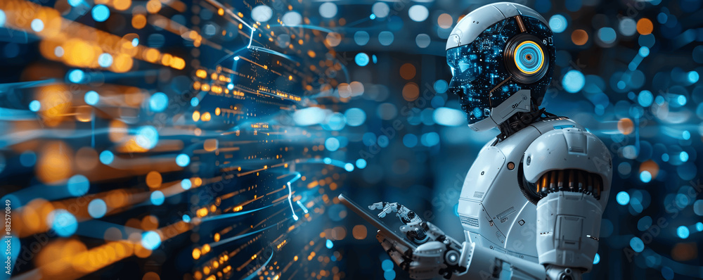 Poster ai-powered efficiency in business: smart technology and virtual chatbots for digital marketing and p