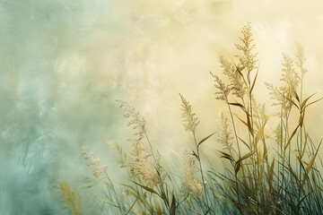 Abstract Background with Grass and Fog Illustration