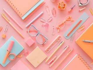 Pastel Pink and Orange Stationery Illustration