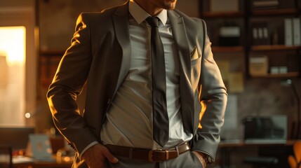 A Man in a Suit Standing in a Room