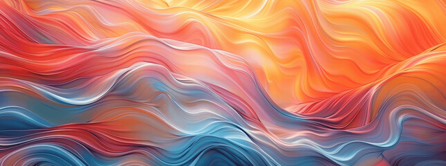 Obraz premium Vibrant Abstract Wavy Pattern Fluid Shapes Colorful Wallpaper Artistic Design