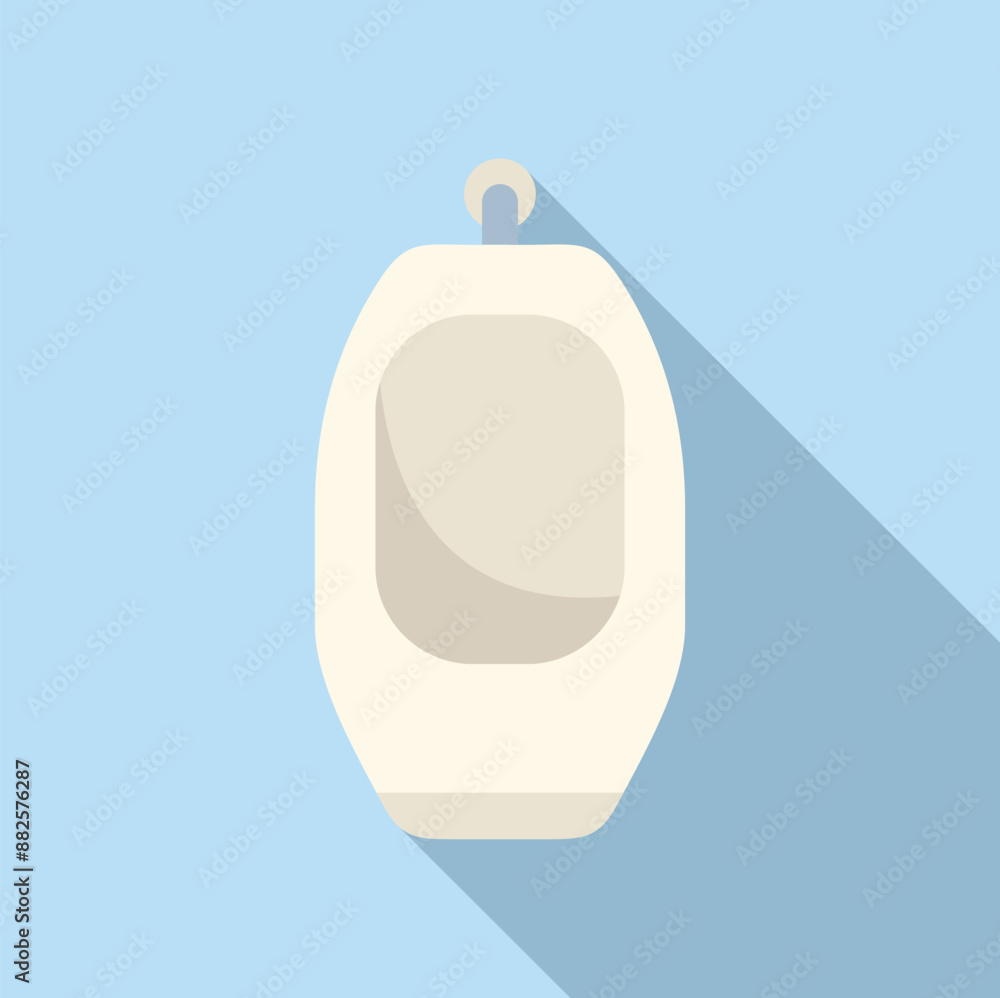 Poster White urinal hanging on light blue wall with a long shadow