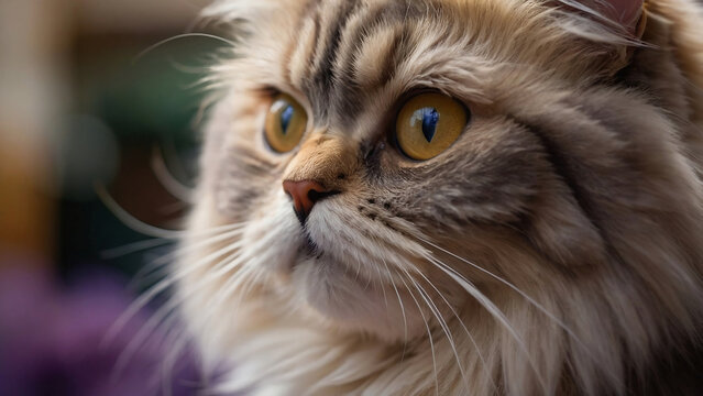 pure pred persian cat fluffy and long-haired 