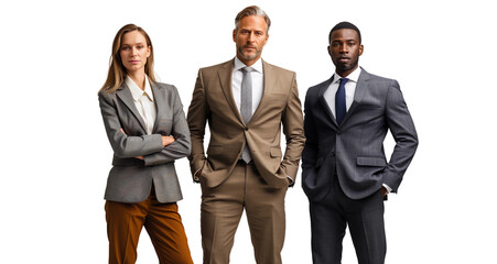 Stock image of a professional business group isolated on a transparent background