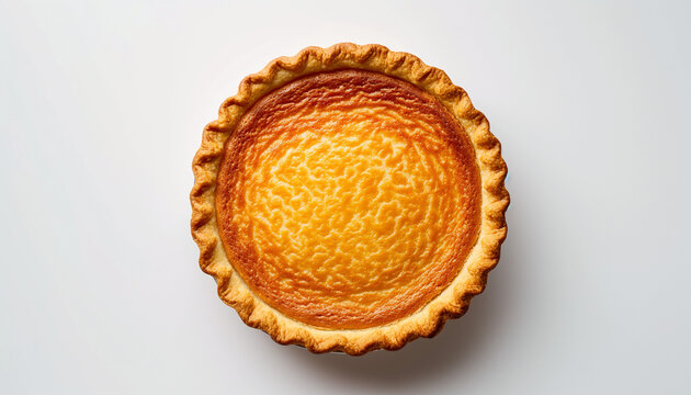 classic chess pie, featuring a golden, flaky crust filled with a rich, custardy filling with a slightly crackly top, set against a clean white background