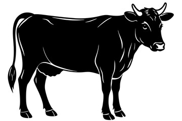 Cow graphic icon. Cow black silhouette isolated on white background. Vector illustration