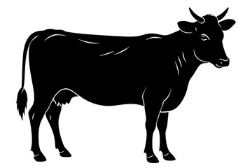 Cow graphic icon. Cow black silhouette isolated on white background. Vector illustration