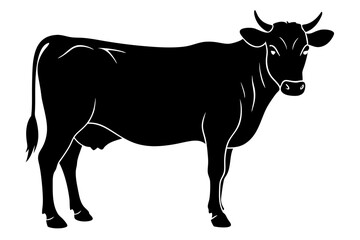 Fototapeta premiumcow silhouette, cow line art vector illustration, Collection of black cow design