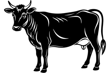 

cow silhouette, cow line art vector illustration, Collection of black cow design


