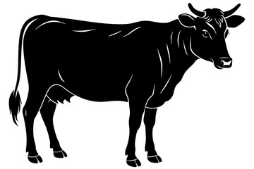 

cow silhouette, cow line art vector illustration, Collection of black cow design


