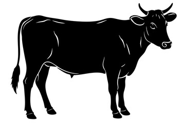 

cow silhouette, cow line art vector illustration, Collection of black cow design


