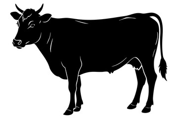 

cow silhouette, cow line art vector illustration, Collection of black cow design


