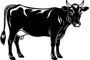 

cow silhouette, cow line art vector illustration, Collection of black cow design


